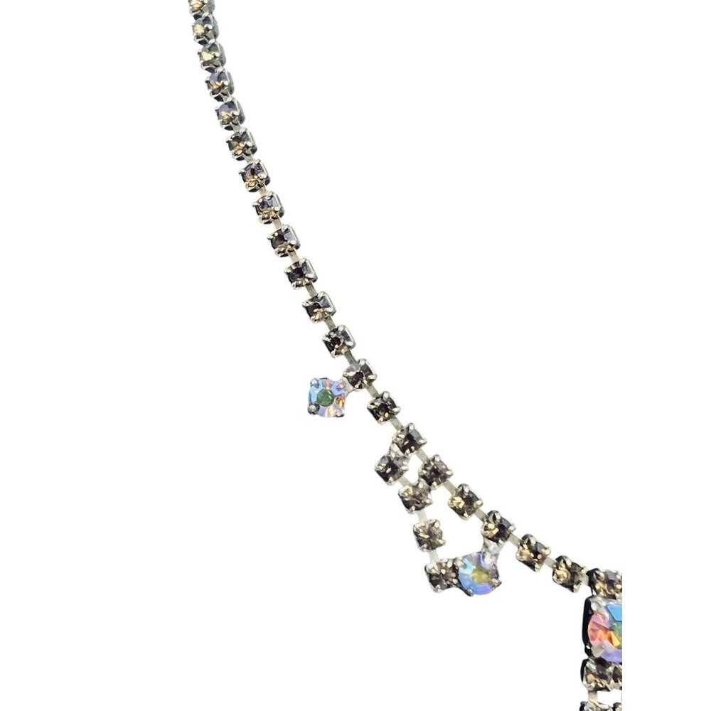 Gold Tone Choker Necklace With AB Rhinestones And Screw back Earrings Set (6186) - Picture 4 of 11